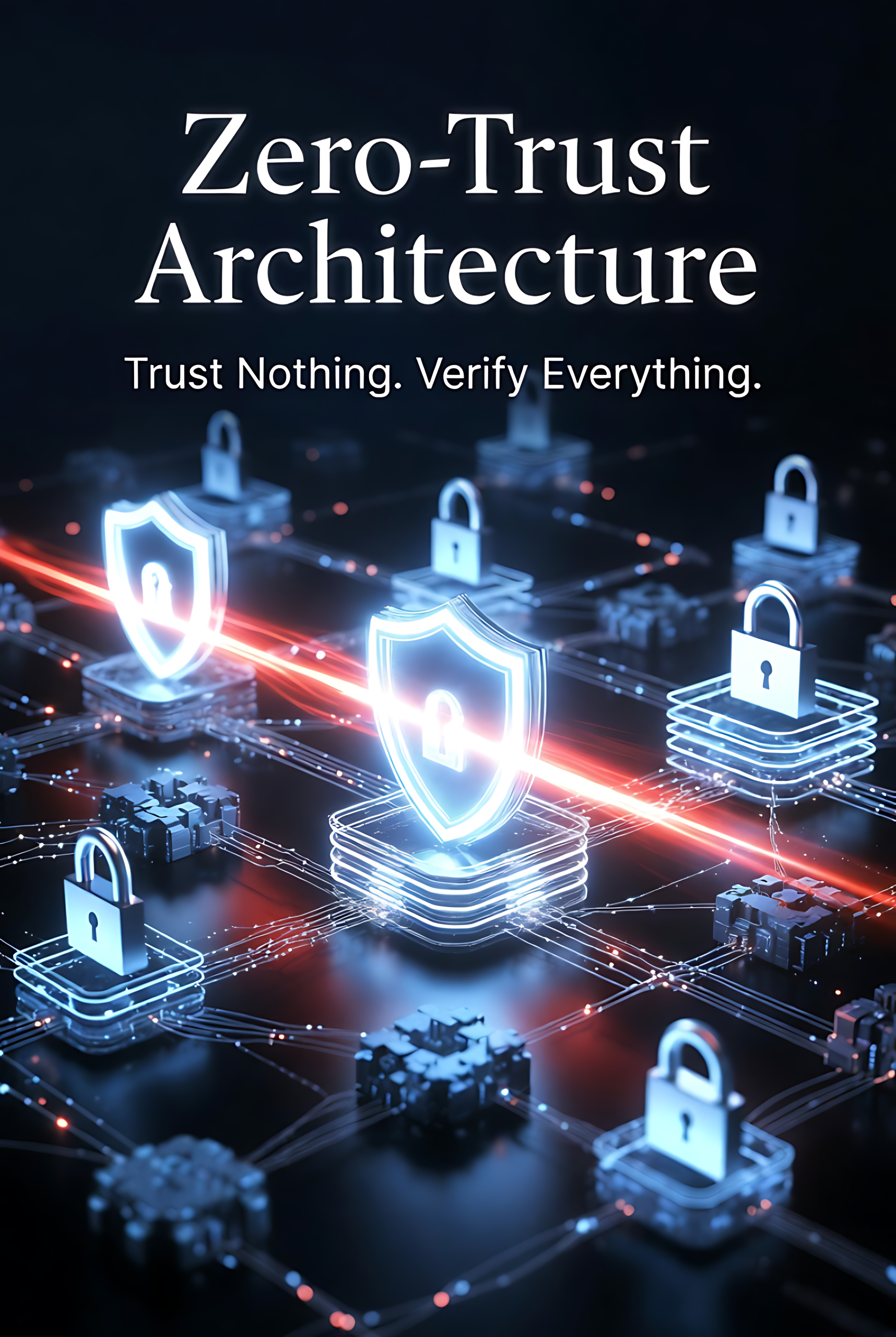 Zero Trust Architecture digital shields and protected network nodes